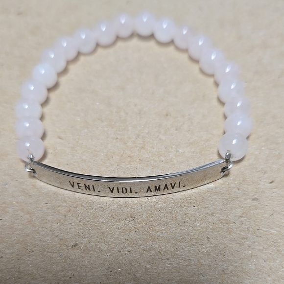 KEEP Collective Jewelry - KEEP Collective Pink and Silver Bracelet with Engraved Bar